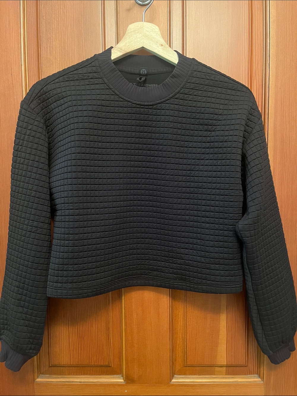 lululemon athletica Black Quilted Cropped Crewneck Sweatshirt